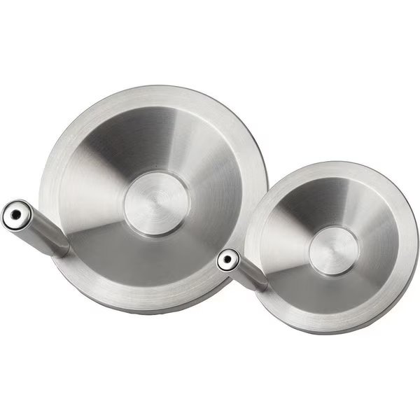 Disc Handwheel With Center Bore D1=254, Stainless Steel 1.4301 Bright, Revolving Grip, Kipp, Mfr#: K1307.4254X00
